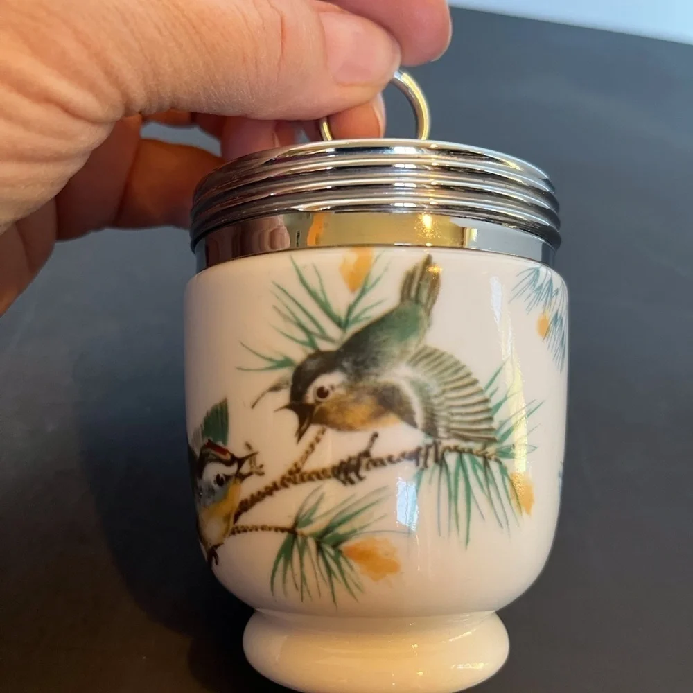 Royal Worcester Porcelain Large Egg Coddler- Birds